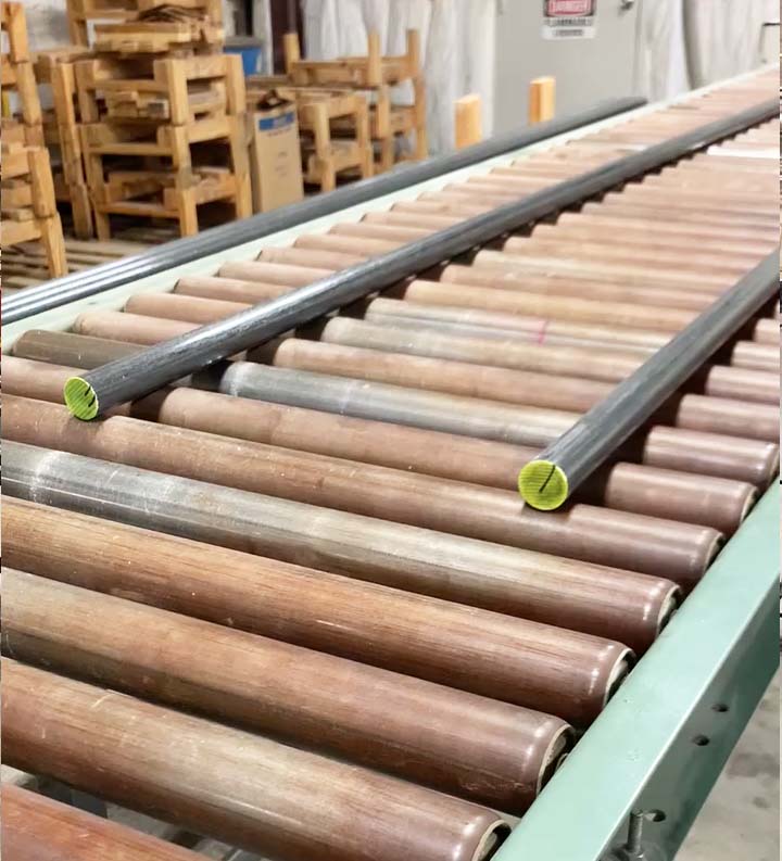 Rods being Conveyed to Cut