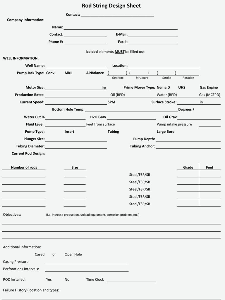 Start your Predictive Rod Design Worksheet