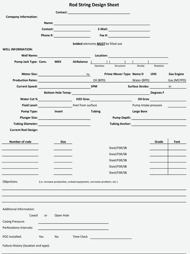 Start your Predictive Rod Design Worksheet